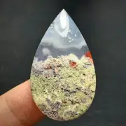 Scenic Moss Agate Cabochon 38x22x5mm High Quality 26.5 ct