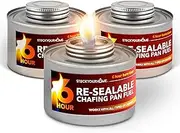 6-Hour Food Warmers for Parties (3 Pack), Chafing Fuel Cans with Wick and Safety Twist Cap, Catering Food Warmers for Buffets, Parties, Weddings, Long Lasting Burners for Food Warmer, Food Heater