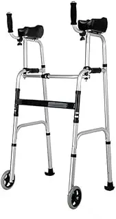 Walker, Aluminum Foldable Walking Mobility Aid Walker Rollator with arm Support and Wheel for Elderly (A) Interesting