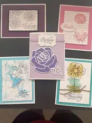 Stampin Up Assorted Sentiment Cards. 5 Completed Cards Ready To Use Set1