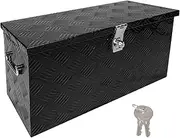 Edicapo 24 Inch Tool Box Flatbox Truck Bed Toolbox,RV Storage Organizer,Truck Tools Chest Box With Side Handle & Lock Key Compatible with Trailer Pickup,Black Aluminum 5 BarTread ToolBox(24"x10"x11")