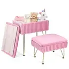 Vanity Stool Chair with Storage, 2 Pack Rectangular Footrest Footstool Pink
