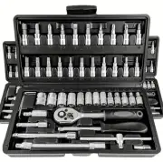46pcs Ratchet Wrench Kit, Chrome Vanadium Steel, Telescopic Extension Rod.