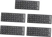 BRIGHTFUFU 5 Sheets Keyboard Language Stickers Removable Letter Stickers for Easy Language Conversion No Residue Left for Learning and Multilingual Use Compatible with Laptops and Desktops