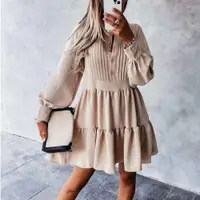 在飛比找ETMall東森購物網優惠-Button Mini Dress Women O Neck