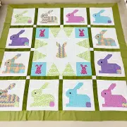 Handmade Hippity Hoppity Easter Bunny Cotton Patchwork quilt top/topper 86x86"