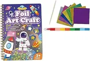Kid Foil Art Craft Set Drawing Toy Art Supplies Magical Art Sticker Book Colouring Book for Teens Boys Girls, C