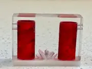 Mid-Century Modern Clear Lucite Cube Salt & Pepper Shakers - 2 in 1 - RARE!