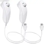 2 PACK For Wii & Wii U Console Nunchuck Wii Nunchuk Game Controller Remote White