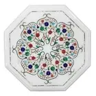 Gemstone Inlay Work Coffee Table Top Cotagon Marble Hallway End Table for Hotel