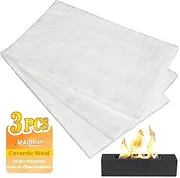 Ceramic Wool Wick Sheet - 3PACK Ceramic Fiber Insulation 11.8 x 7.8 x 0.4 Inch Cuttble Fire Pit Insert High Temperature Gasket for All Fireplace, Tabletop Firepit, Wood Stove, Pellet Stove