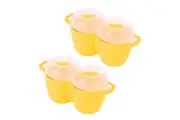 2x Progressive Prep Solutions Microwave Poach Perfect 2-Egg Cooker Steamer YLLW