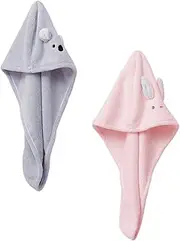 Minkissy Hair Drying Hat Hair Towel Wraps 2pcs Silk Cap for Shower Bathing and Travel