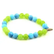 Beads Bracelet Peridot + Chalcedony Blue