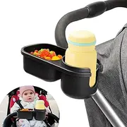 2 in 1 Stroller Cup Holder with Phone Holder, Universal Stroller Snack Tray, Stroller Accessories for Uppababy, Nuna, Doona, Universal Cup Holder for Stroller, Bike, Wheelchair, Walker, Scooter