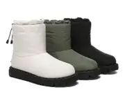 EVERAU® UGG Boots Women Sheepskin Wool Waterproof Drawstring Sonita - Black / AU Ladies 4 / AU Men 2 / EU 35