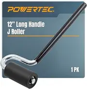 POWERTEC Long Handle J-Roller 12" Diameter 3" Wide Laminate Veneer Rubber Roller for Edge Banding, Wall Cladding, 1 Piece (71010)