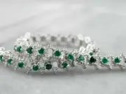 8.40Ct Round Cut SImulated Emerald Bracelet 925 Silver Gold Plated