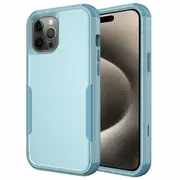 For Apple iPhone 15 Pro 3in1 Case Drop Resistant Defender Tradies Hybrid Armor Heavy Duty Rugged Shockproof Tough Cover (Sky Blue)