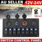 8 Gang 12V Switch Control Panel Dual USB Charger Truck Marine Boat Toggle ON-OFF