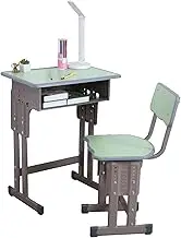 cdar 2pcs/set Kids Desk and Chair Set Adjustable Height Children School Studying Writing Table with Storage Drawer Backpack Hook Christmas New Year Gift Light Green 60cm