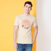 Looney Tunes Kaboom Collection Surf Men's T-Shirt - Stone Wash - Cream