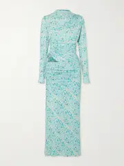[SIEDRÉS] SIEDRÉS - Arni Cutout Floral-print Jersey Maxi Dress - Blue - EU 40 EU 40 Blue