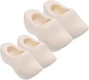HEATSHAKING 4 Pairs Unfinished Mini Wooden Clogs for Dollhouses DIY Craft Supply Decorative Keychains Unique Party Decorations European Flair Blank Wooden Shoes for Home Decor