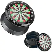 [Body Accentz] Earrings Ring Black UV Screw Fit Plug with Hollow Classic Dart Board Pair 0g, Metal, No Gemstone