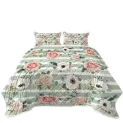 Classic Floral With Stripes Coverlet