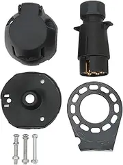 7 Pin Trailer Connector: 7 Pin Trailer Plug Socket with Gasket Bracket Kit, Wiring Harness Connector for Motorboat Rv, Reliable Trailer Plug Socket