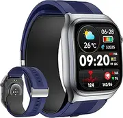 Yowow BIT Blood Pressure Smart Watch with Air Pump Air Bag, Voice Broadcast, Data Sharing, 2.06" AMOLED Fitness Tracker, 24/7 Heart Rate/Blood Oxygen/Sleep,SOS Botton,Answer/Make Call,Blue