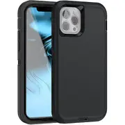 For Apple iPhone 13 Pro Max Case Drop Resistant Defender Tradies Heavy Duty Rugged Shockproof Tough Cover (Black)