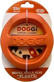 DOGGI Fly & Float Tough Dog Toy, Small - TPR Material for Tough Chewers, Floats on Water, Interactive Toy for Fetch Games, Aids Dental Health, Strengthens Teeth, 100% Recyclable