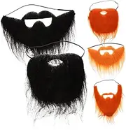 5Pcs Self Adhesive Fake Beards and Mustaches Realistic Halloween Costume Props for Parties and Colors for Halloween Decoration and Fun Photo