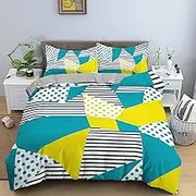 Geometric Bedding Sets Luxury Duvet Cover Bedclothes Twin Queen Comfortable Bed Room for Kids Home Textile,Pink,King(210x245cm)