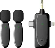 Shenzhi Tech 3 in 1 Wireless Lavalier Microphone with Audio Monitor Function, Plug and Play Intelligent Noise Reduction 120m Range Wireless Transmission Mini Mic for Phone Computer Camera (2 MIC)