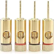 Gold Plated 2mm Banana Plug Audio Speaker Cable Connector Adapter, 4PCS
