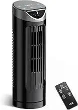 Tower Fan for Bedroom, 26 dB Quiet Bladeless Fan with Remote, LED Display, 9 Speeds, 1-8H Timer, Personal Desk Fan 90° Oscillating Fans for Indoors, 13 Inch Portable Table Fan for Room, Home, Office