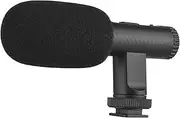 zolyet Portable Stereo Microphone Video Mic 3.5mm TRS Plug Built-in Battery for DSLR Cameras Camcorder Black
