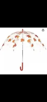 Amazon Basics Kids Clear Bubble Umbrella with Maple leaf pattern
