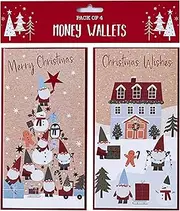 Design By Violet Pack of 4 Christmas Gnomes and Friends Money Wallet Gift Cards & Envelopes For Cash Gifts Xmas Voucher Wallets