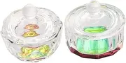 Healvian 2pcs Nail Crystal Cups Manicure Crystal Nail Art Cups with Lids Octagon 12 Polygons