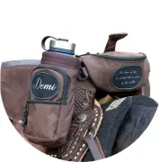 Personalized Horse Saddle Brown Pommel Bag & Bottle Holder Set, Equestrian Gifts