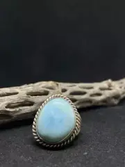 Native American Navajo Larimar Turquoise Sterling Silver Mens Ring Size 10.5