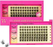 Lash Clusters 72Pcs Cluster Lashes D Curl Cluster Eyelash Extensions Mix10-16mm Individual Eyelashes Clusters Wispy DIY Eyelash Extension Thin Band For Makeup at Home by W(Darling-D-10-16MIX)