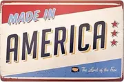 Made in America Retro Metal Vintage Tin Sign 12 x 8 Inches for Home Cafe Bar Club Shop Factory Wall Decor Art 8x12 inch
