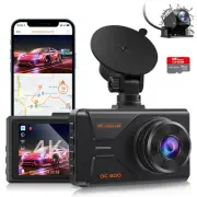 Dash Cam Front and Rear, 4K+1080P WiFi GPS Dash Camera for Cars with 64G SD C...