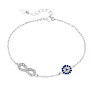 22cm Evil Eye & Infinity Sterling Silver Anklet