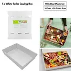 5x Grazing Box W/Clear Lid Treat Tray Graze Board Takeaway Paper Container White